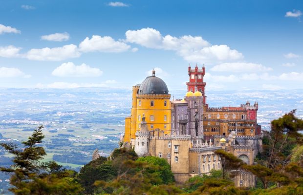 Aerial view of  Palácio da Pena - Sintra, Lisboa, Portugal