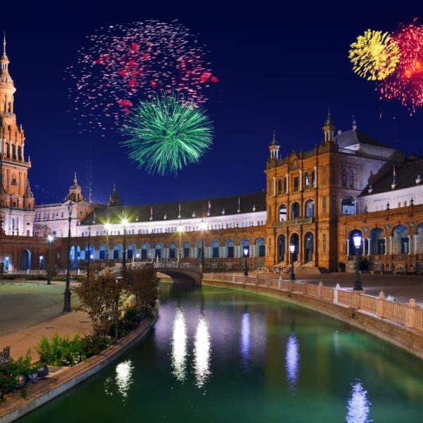 Fireworks in Sevilla Spain - holiday background