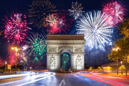 The Arc de Triomphe at the centre of Place Charles de Gaulle in