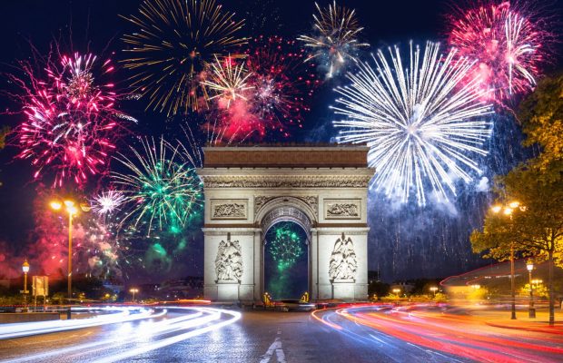 The Arc de Triomphe at the centre of Place Charles de Gaulle in