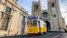 Yellow tram, Lisbon, Portugal