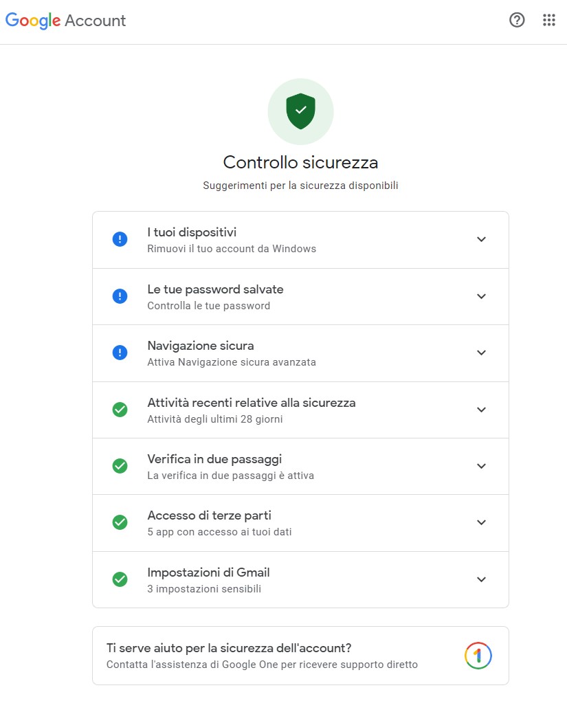 Come aggiornare le impostazioni di sicurezza su Google